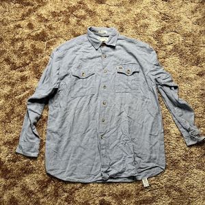 Orvis Mens Shirt Large Button Down Long Sleeve Blue Check